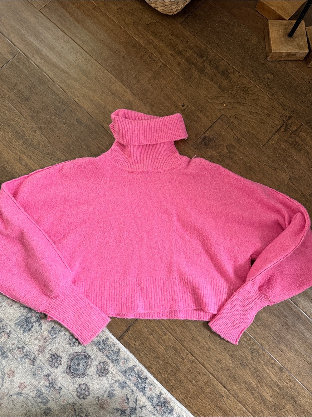 Cropped Pink Turtleneck Sweater